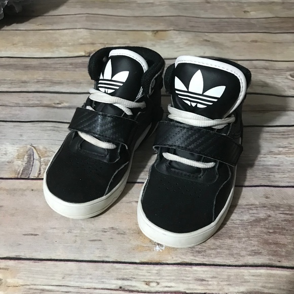 adidas Other - Adidas Black White High Tops Trefoil Boys GIrls 7